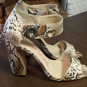 Heart Soul Snakeskin Ankle - strap Pumps