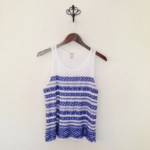 J. Crew Embroidered Stripe Tank
