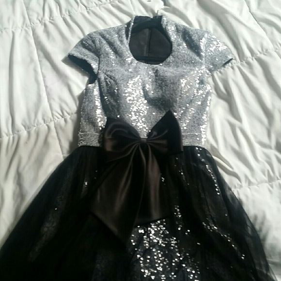 Sequin Bow Prom Dress