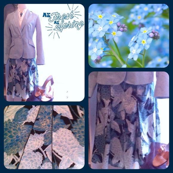 👗Ann Taylor -> Paneled Teal Floral Skirt