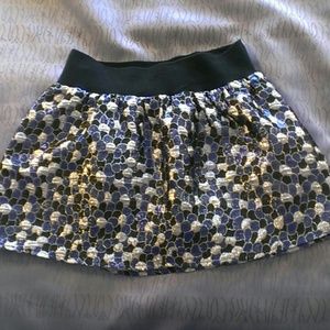 Metallic royal blue, black, silver skirt