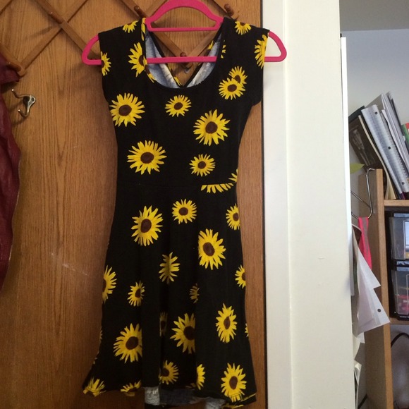 Sunflower dress, criss-cross back