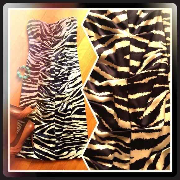 Cache Zebra Print Cocktail Dress