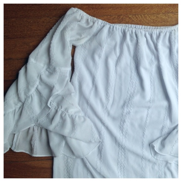 SOLD***Off the shoulder white dress - Picture 2 of 3