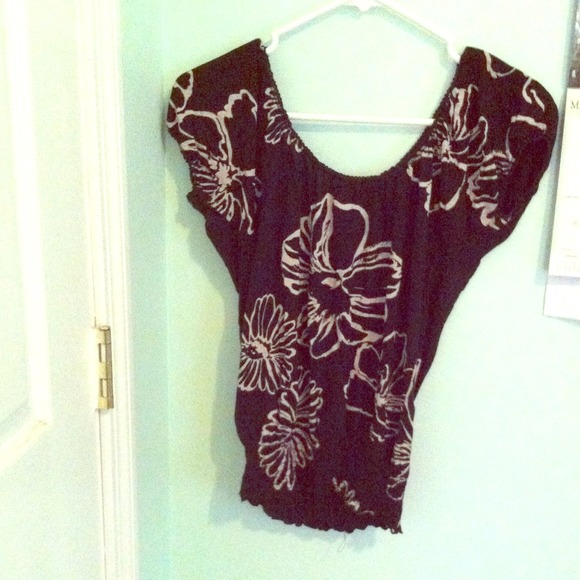 Black and off white flower shirt