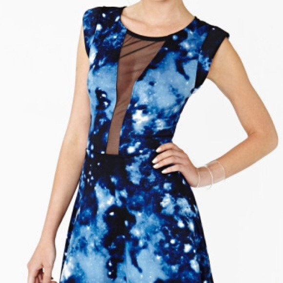 ❌SOLD❌Nastygal Cosmic Galaxy Scuba Skater Dress - Picture 2 of 3