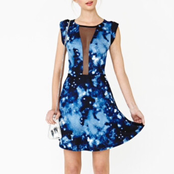 ❌SOLD❌Nastygal Cosmic Galaxy Scuba Skater Dress - Picture 3 of 3