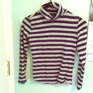 Grey and navy blue striped turtleneck