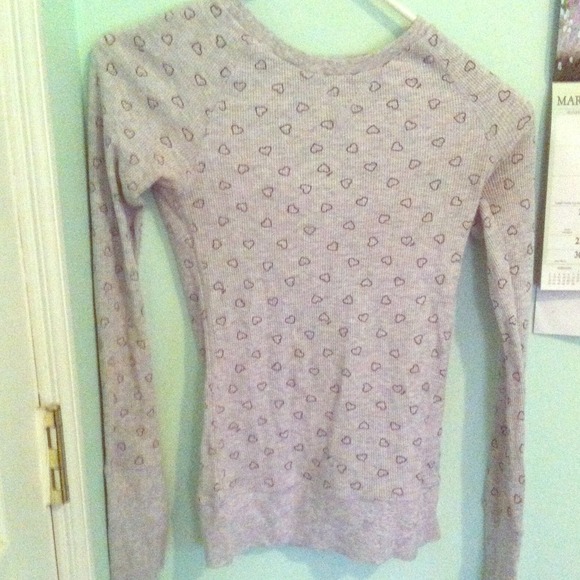 Grey with maroon hearts long sleeve! Super comfy