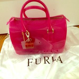 Furla Candy bag fuchsia hot pink with key chain