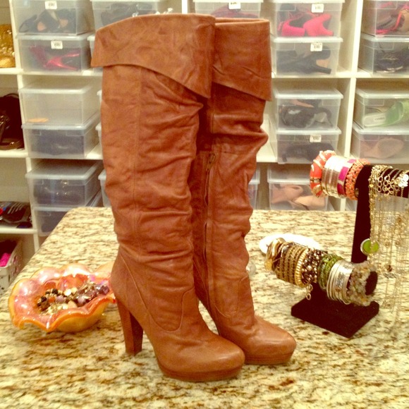 Jessica Simpson Over the Knee Cognac Boots