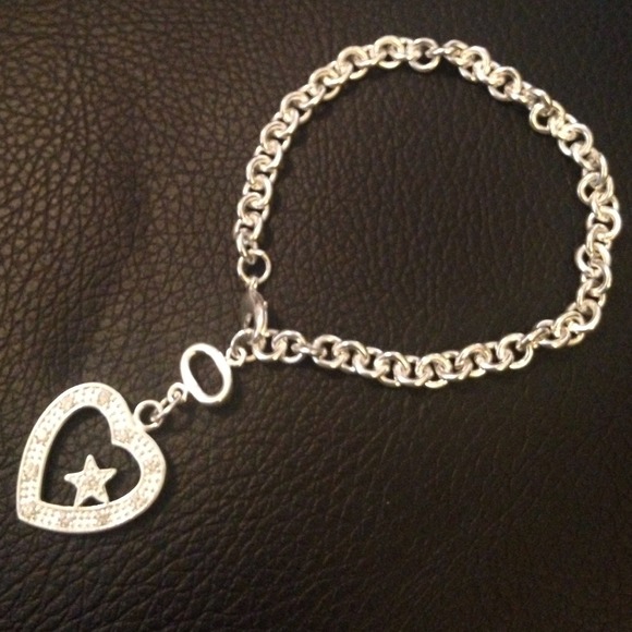 Heart Crystal Sterling Silver bracelet. - Picture 1 of 3