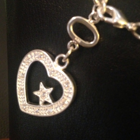 Heart Crystal Sterling Silver bracelet. - Picture 2 of 3