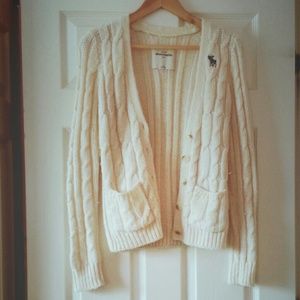 Abercrombie white button sweater