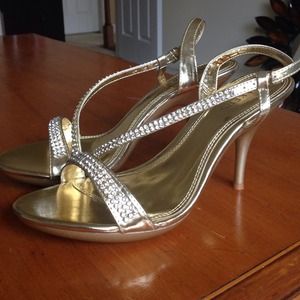 Baker's gold rhinestone heels
