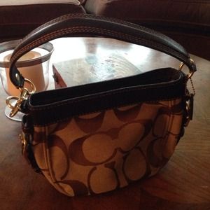 Coach Zoe signature top handle purse in brown