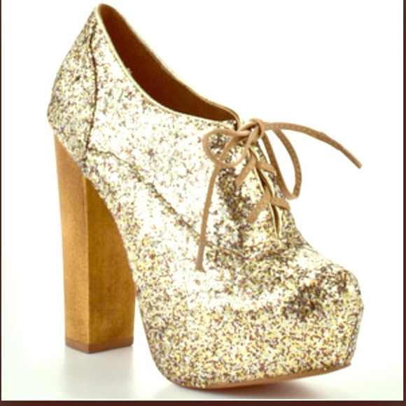 Gold glitter booties