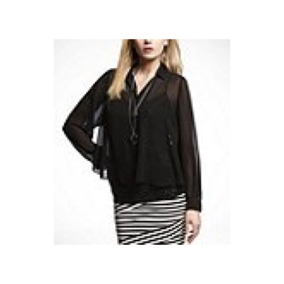 Express boxy chiffon shirt. NWT. No trades. - Picture 2 of 2