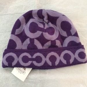 Coach purple beanie hat