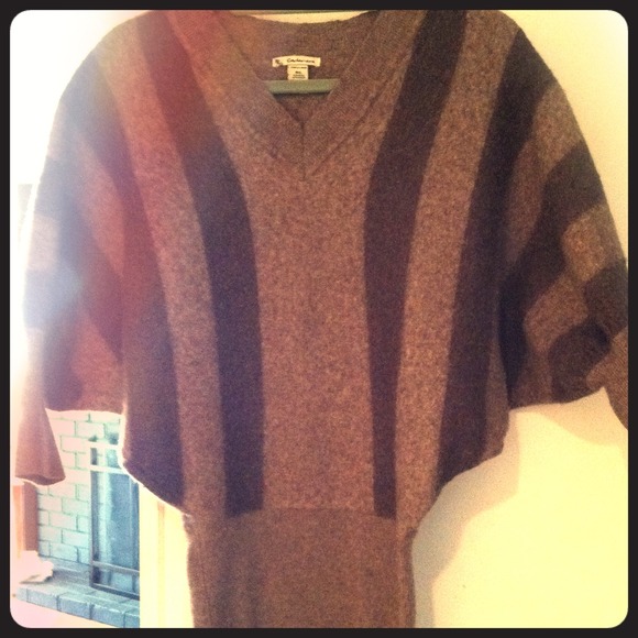 Brown stripped sweater dress