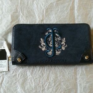 Juicy Couture Velour Zip Wallet in Regal Navy