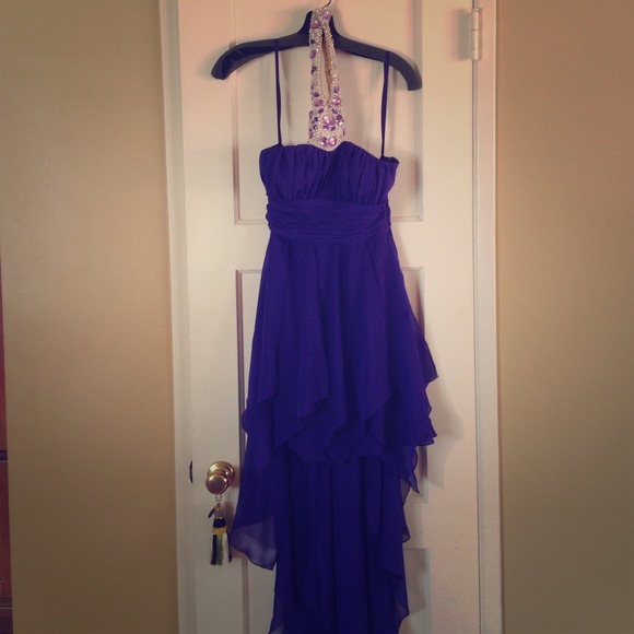 Purple chiffon hi-lo dress