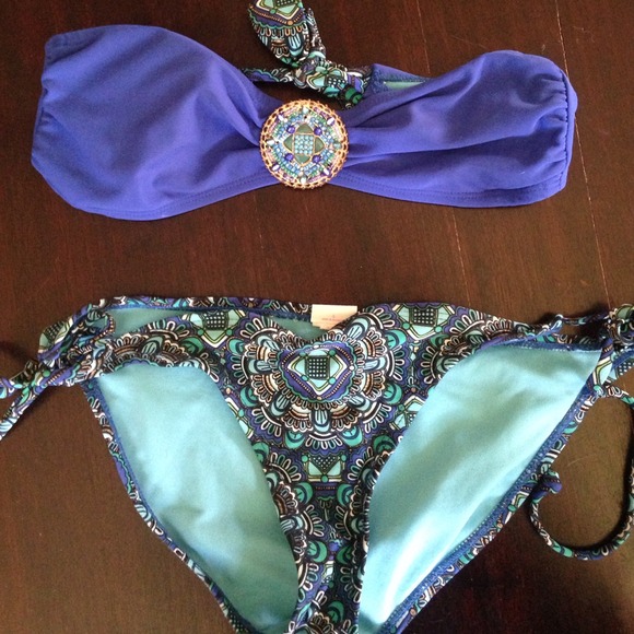 Blue bandeau bikini