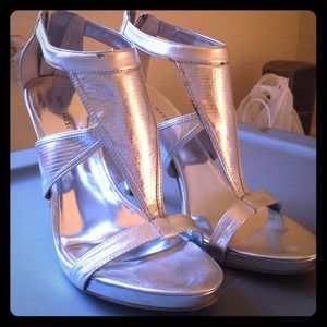 Nine West Silver Gladiator Heels