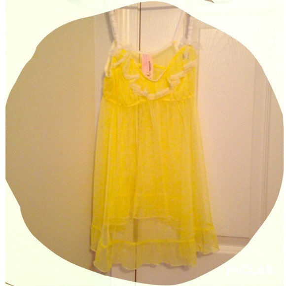 Yellow Victoria's Secret sheer nightgown