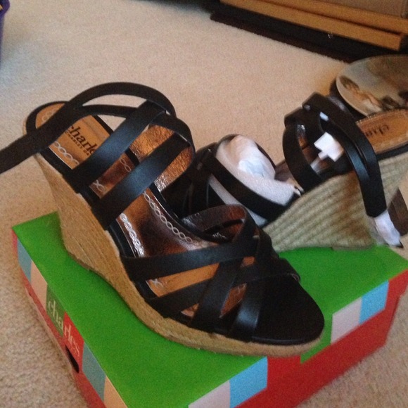 Charles by Charles David black leather wedge