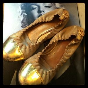 Gold Tory Burch flats