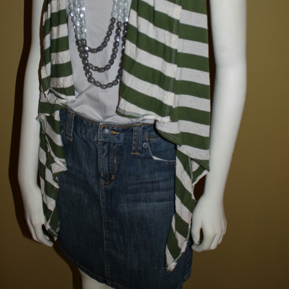 GONE!     GRACIE  Army Green & Tan Striped Vest - Picture 2 of 3