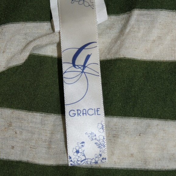 GONE!     GRACIE  Army Green & Tan Striped Vest - Picture 3 of 3