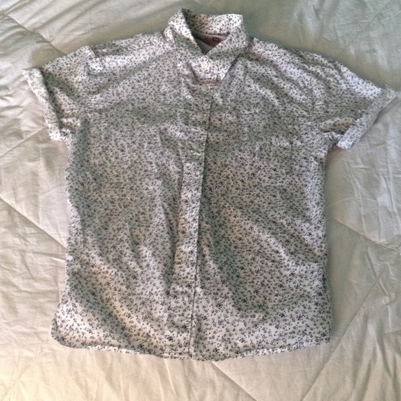 unisex floral button up collar shirt