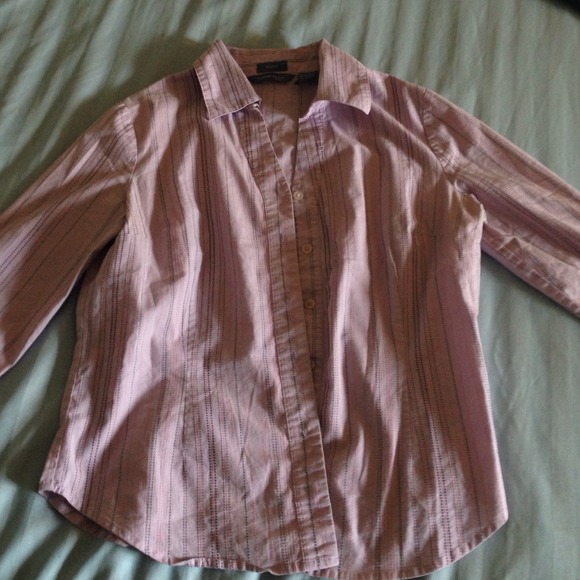 ✂️3/4 qtr sleeve blouse with lavender/pink/brown - Picture 1 of 4