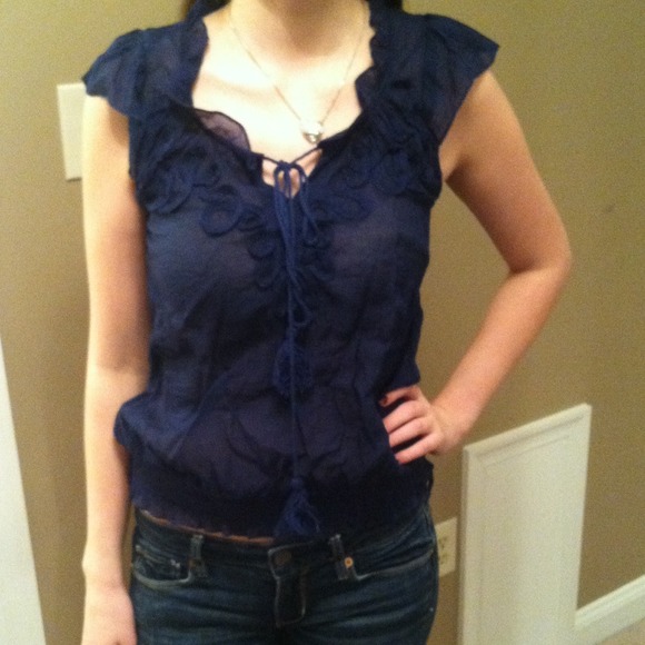 Blue embroidered blouse