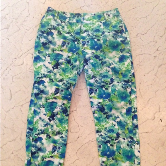 Forever 21 blue watercolor floral dress pants 12