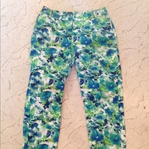 Forever 21 blue watercolor floral dress pants 12