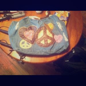 Denim bag with signs! It's a big cute bag.
