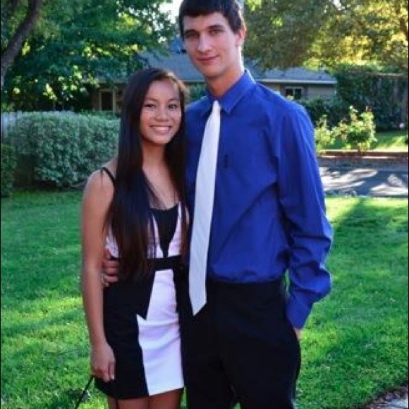 Black and white color block homecoming/prom dress - Picture 2 of 2