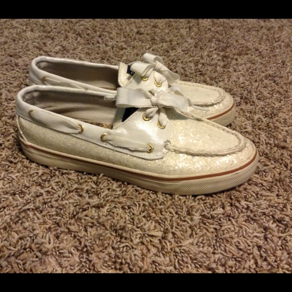 ❌SOLD❌Sperry Topsiders - White Sparkle Boat Shoes