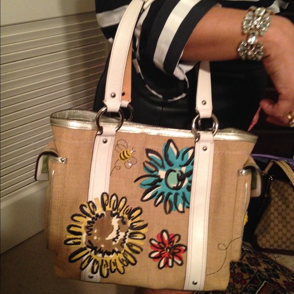 Sold - More pics of straw coach bag
