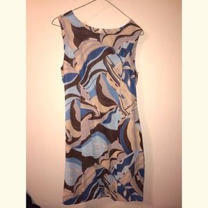 Brown, blue, baby blue, and beige dress!