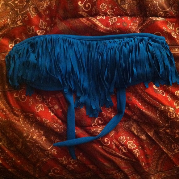 😁 SOLD on Vinted🍧Teal Fringe Bikini Bandeau Top