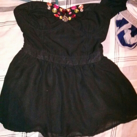 Gem semi sheer strapless top