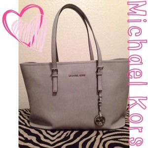 Michael Kors Gray Saffiano Jet Set Travel Tote