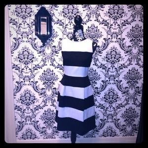 Pale blue and black striped dress
