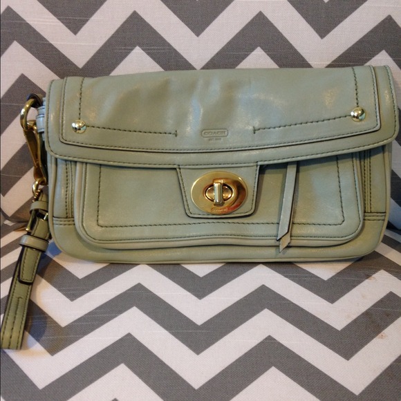 Coach Mint colored Clutch Wristlet.  Gently used