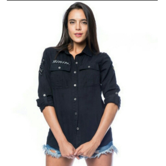 Womens Military style Young & Reckless button down