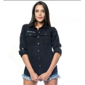 Womens Military style Young & Reckless button down